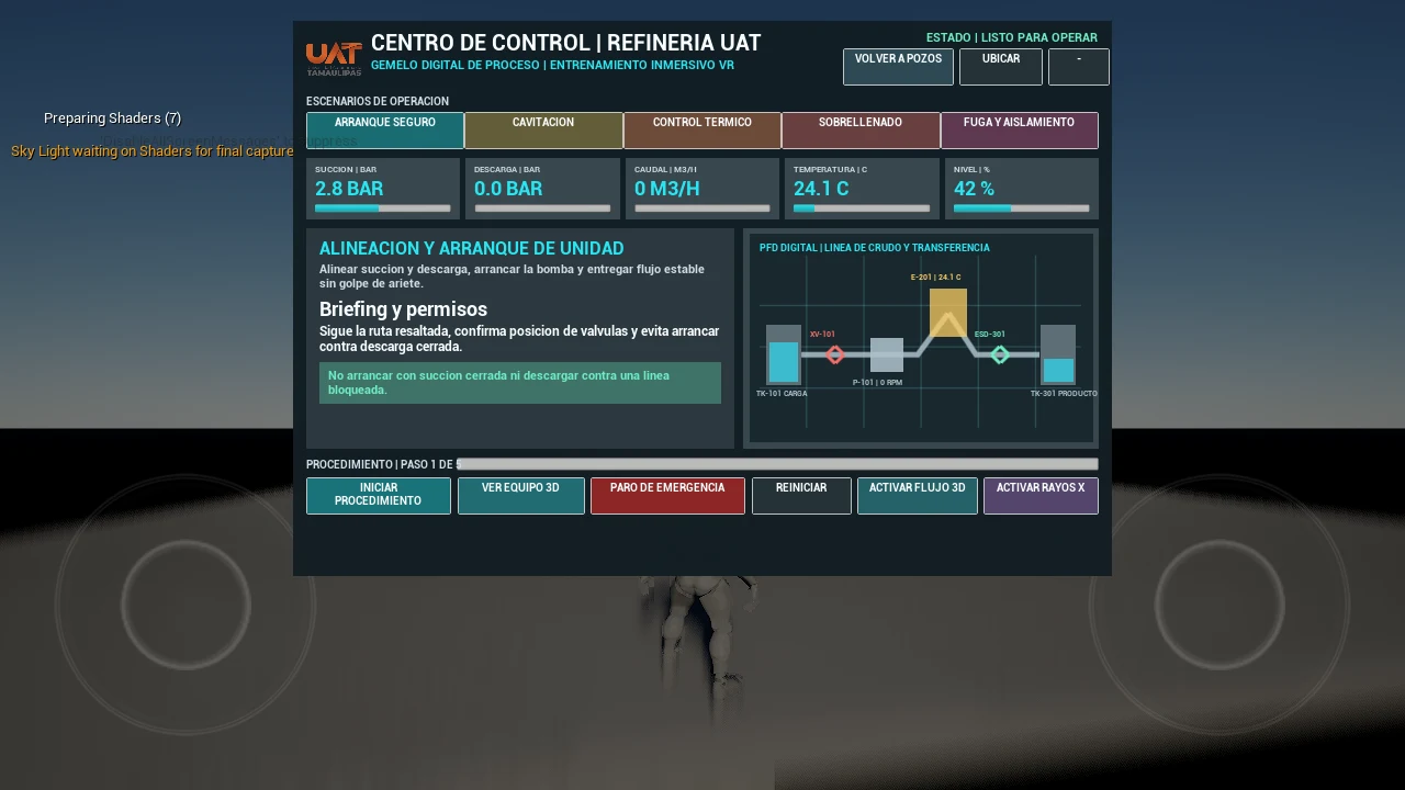 Interfaz HMI de la práctica de refinería