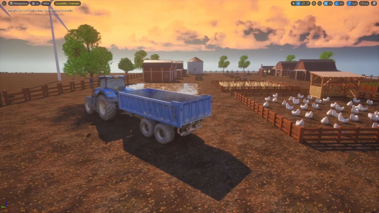 Tractor y zona pecuaria del entorno real de Agroindustria